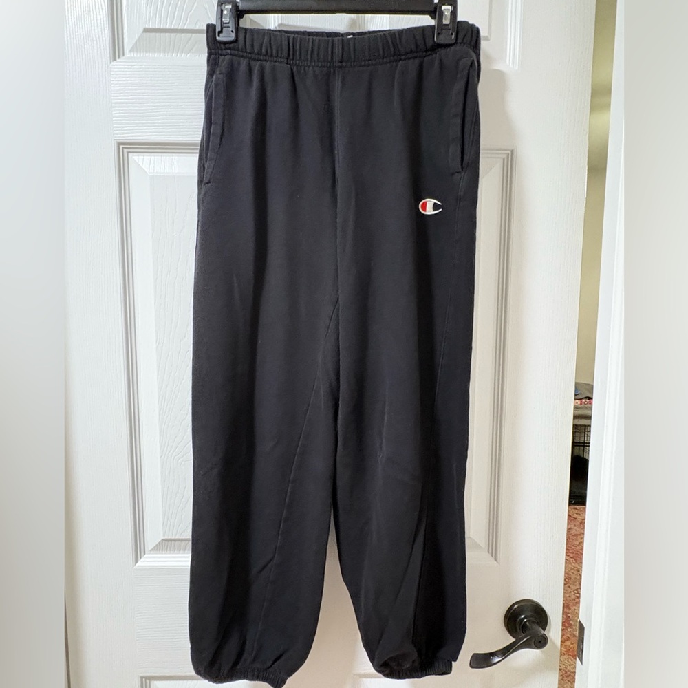 Champion classic logo baggy sweatpants black size XS elastic cuffed